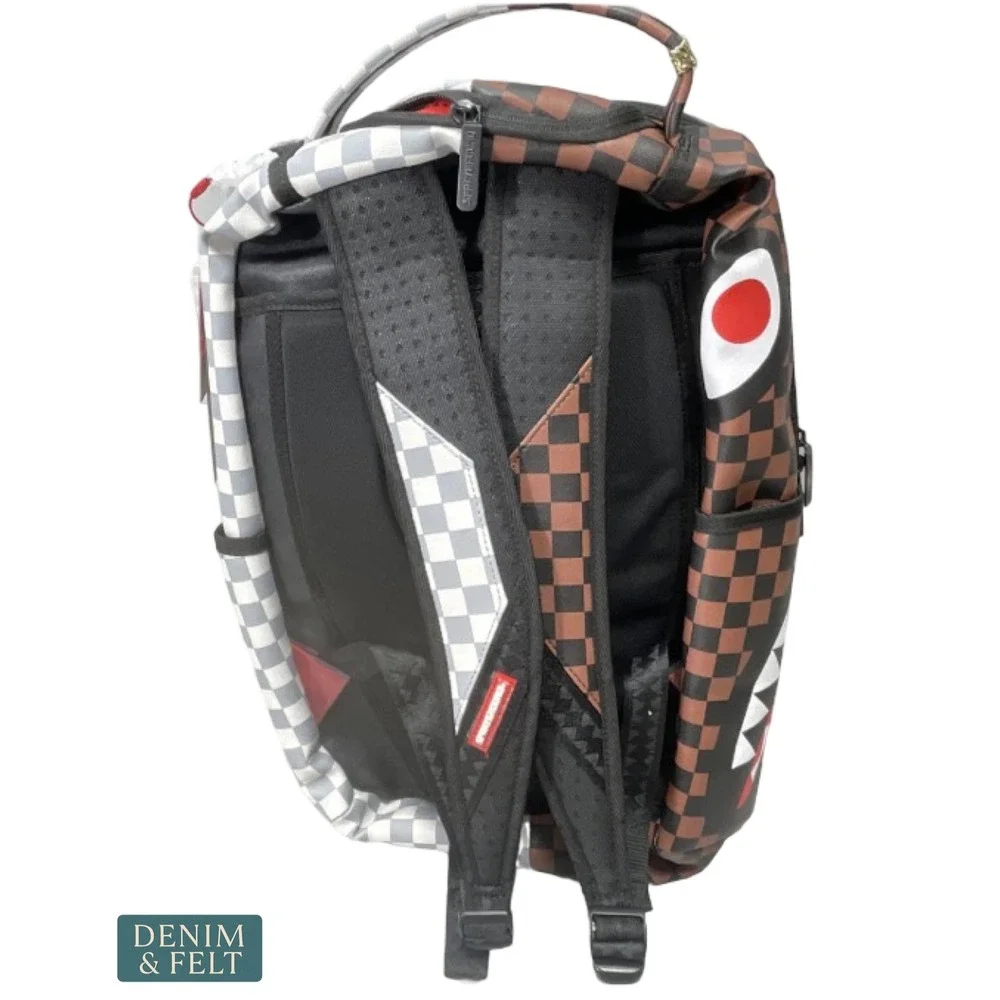 NEW Sprayground Sharks In Paris Cherry Blade Backpack Brown Gray Unisex Laptop